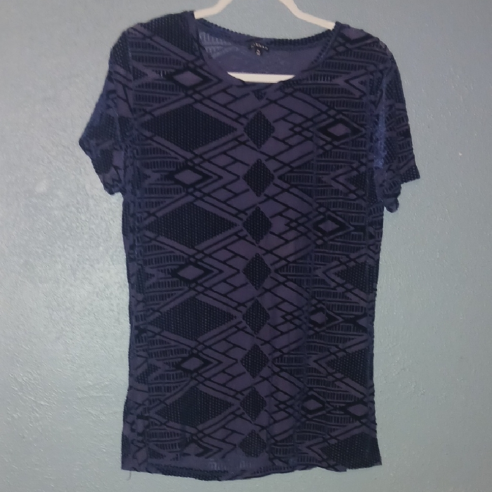 Hannah Velvet Dark Purple Geometric Short Sleeve